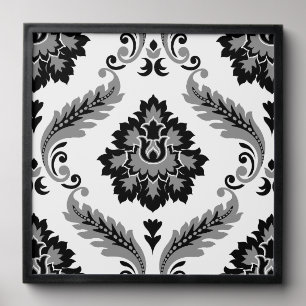 Rococo Damask Lg Pattern Grey Black White Peel And Stick Photo Tile