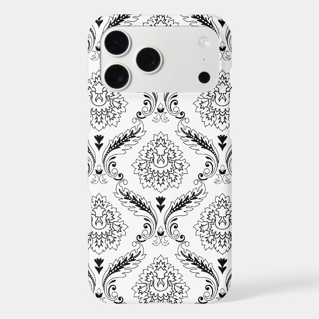 Rococo Damask Line Pattern Black on White iPhone C Case-Mate iPhone Case (Back)