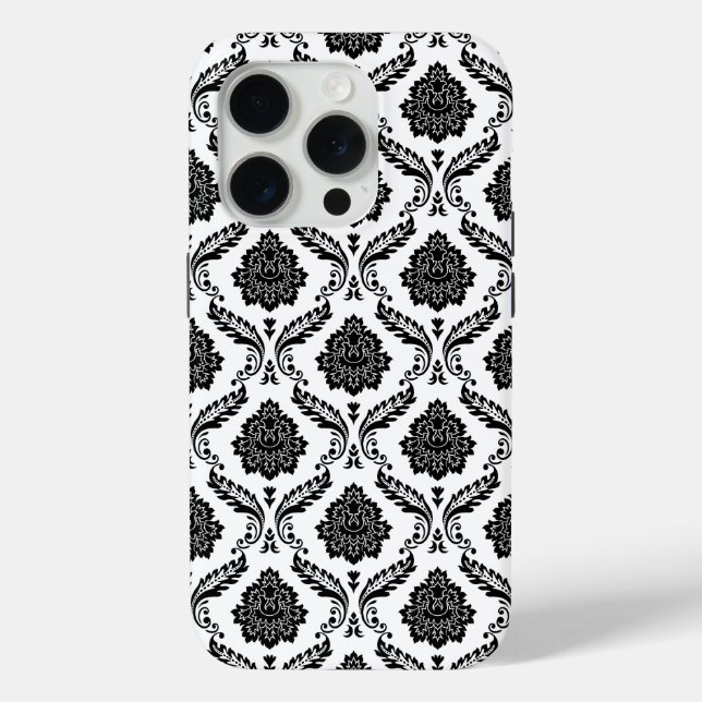Rococo Damask Pattern Black on White Case-Mate iPhone Case (Back)