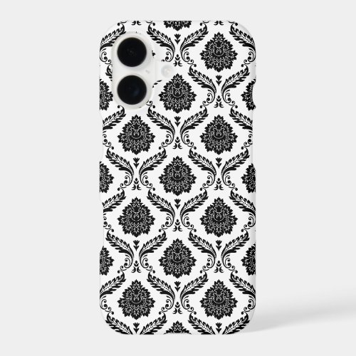 Rococo Damask Pattern Black on White iPhone 17 Case