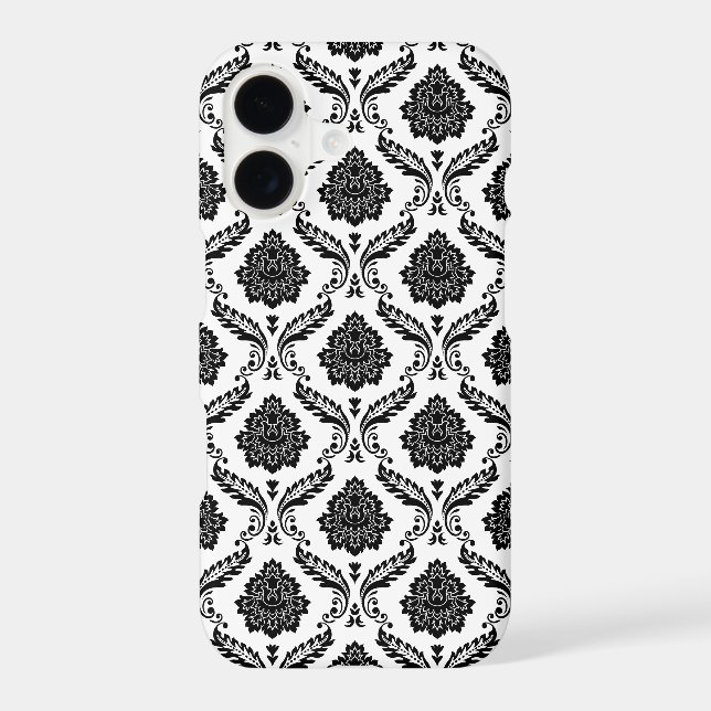 Rococo Damask Pattern Black on White Case-Mate iPhone Case (Back)