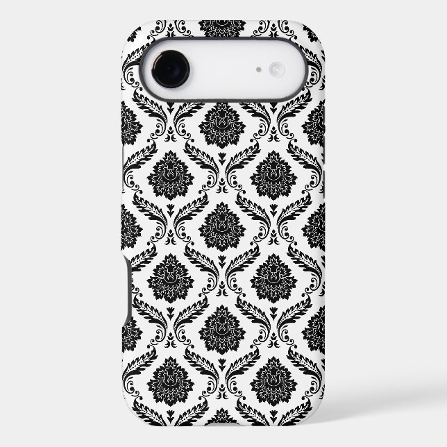 Rococo Damask Pattern Black on White Case-Mate iPhone Case (Back)