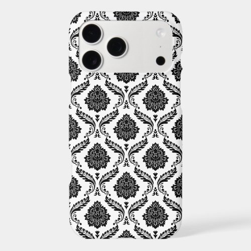 Rococo Damask Pattern Black on White iPhone 17 Pro Max Case