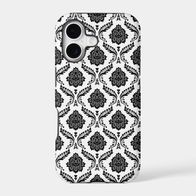 Rococo Damask Pattern Black on White Case-Mate iPhone Case (Back)