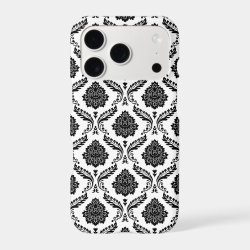 Rococo Damask Pattern Black on White iPhone 17 Pro Case