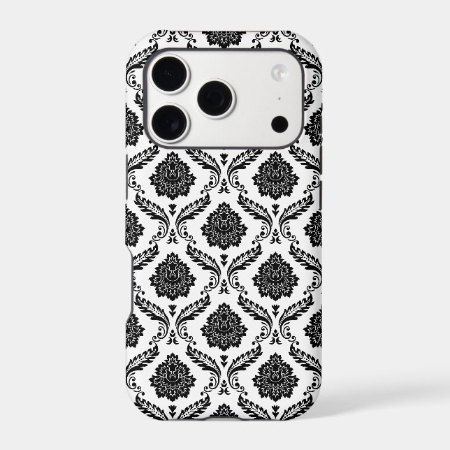 Rococo Damask Pattern Black on White Case-Mate iPhone Case (Back)