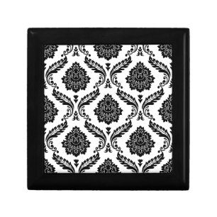 Rococo Damask Pattern Black on White Gift Box