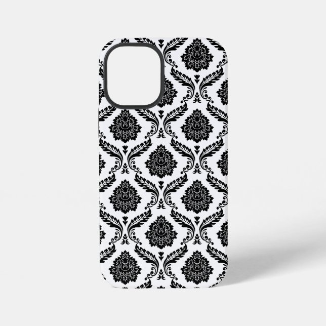 Rococo Damask Pattern Black on White iPhone Case (Back)