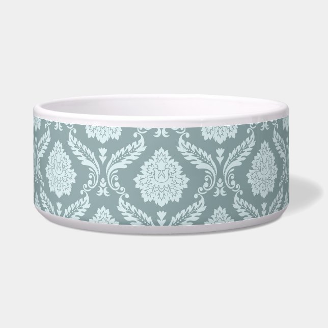 Rococo Damask Pattern Duck Egg Blue+Teal Bowl (Front)