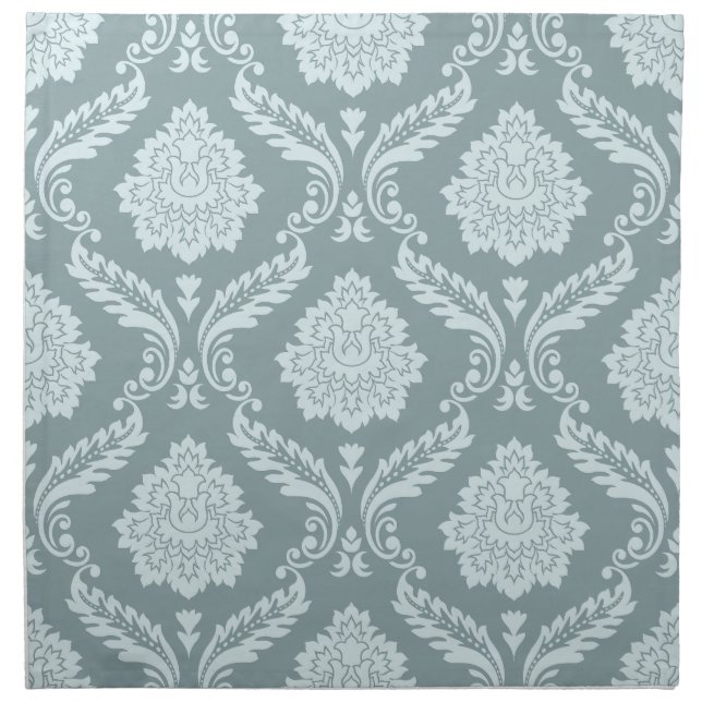 Rococo Damask Pattern Duck Egg Blue+Teal Cloth Napkin (Front)