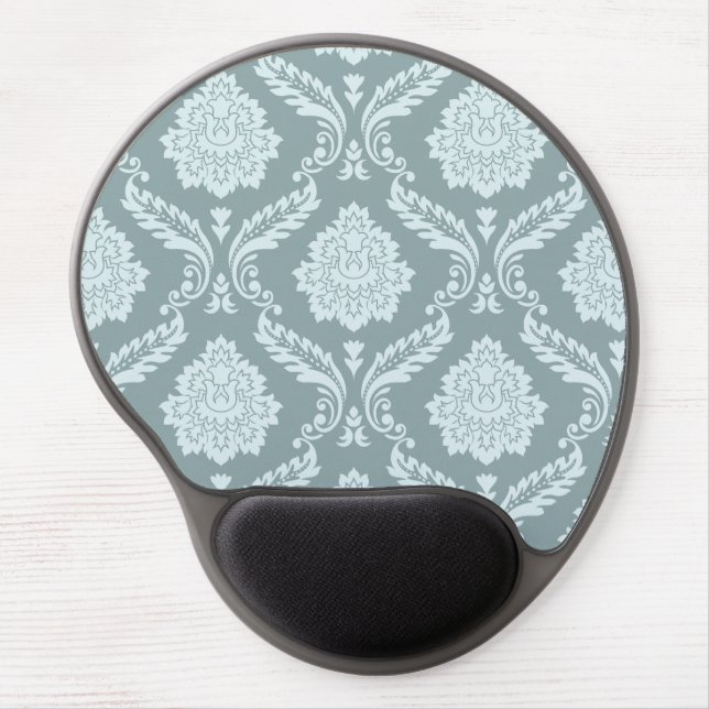 Rococo Damask Pattern Duck Egg Blue+Teal Gel Mouse Pad (Front)