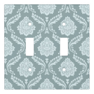 Rococo Damask Pattern Duck Egg Blue+Teal Light Switch Cover