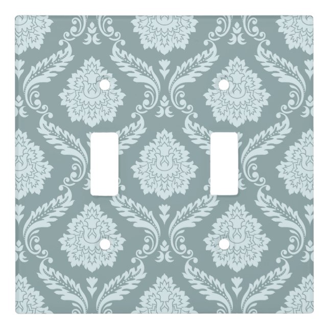 Rococo Damask Pattern Duck Egg Blue+Teal Light Switch Cover (Front)