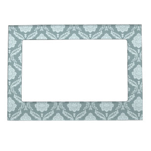 Rococo Damask Pattern Duck Egg Blue+Teal Magnetic Frame