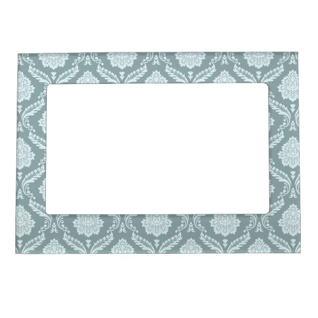 Rococo Damask Pattern Duck Egg Blue+Teal Magnetic Frame (Front)