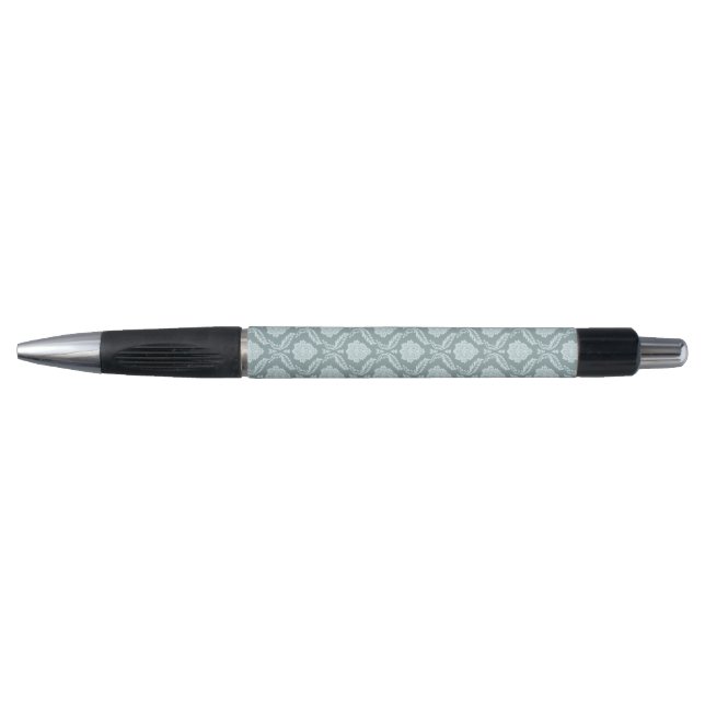 Rococo Damask Pattern Duck Egg Blue+Teal Pen (Front)