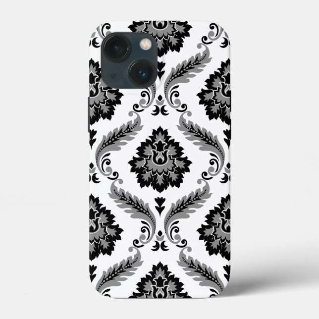 Rococo Damask Pattern Grey Black White Case-Mate iPhone Case (Back)