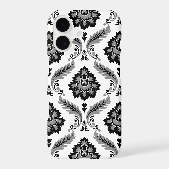 Rococo Damask Pattern Grey Black White Iphone Case (Back)
