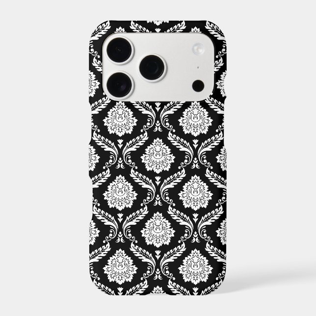 Rococo Damask Pattern White on Black  Case-Mate iPhone Case (Back)
