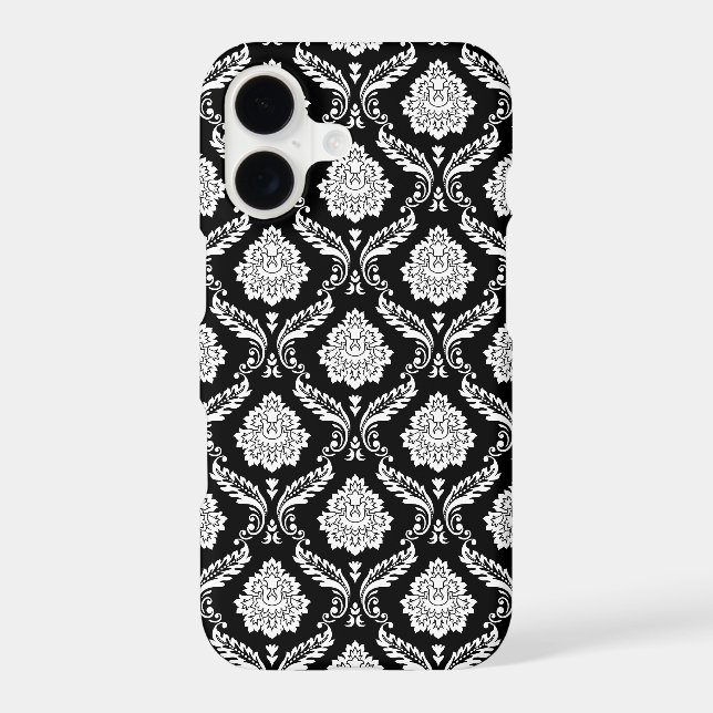 Rococo Damask Pattern White on Black  Case-Mate iPhone Case (Back)