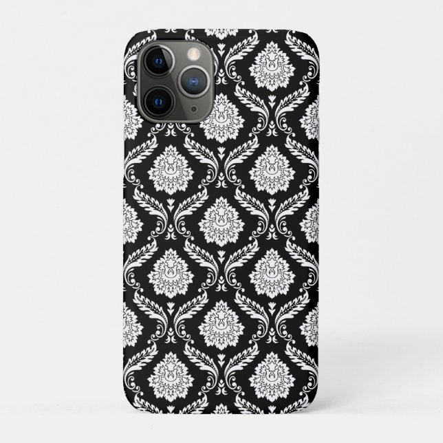 Rococo Damask Pattern White on Black  Case-Mate iPhone Case (Back)
