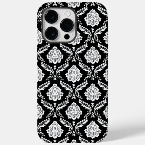 Rococo Damask Pattern White on Black Case-Mate iPhone 14 Pro Max Case