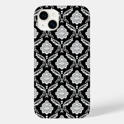 Rococo Damask Pattern White on Black  Case-Mate iPhone 14 Plus Case