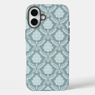 Rococo Damask Rpt Pattern Duck Egg Blue+Teal iPhone 16 Plus Case