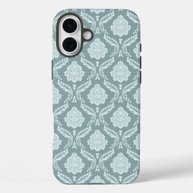 Rococo Damask Rpt Pattern Duck Egg Blue+Teal Case-Mate iPhone Case (Back)