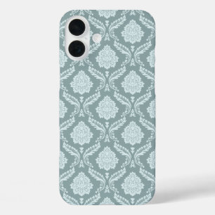 Rococo Damask Rpt Pattern Duck Egg Blue+Teal iPhone 16 Plus Case