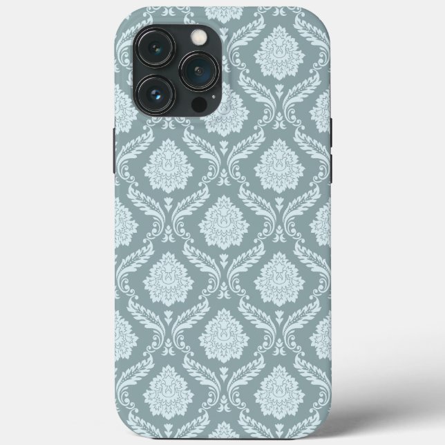 Rococo Damask Rpt Pattern Duck Egg Blue+Teal Case-Mate iPhone Case (Back)