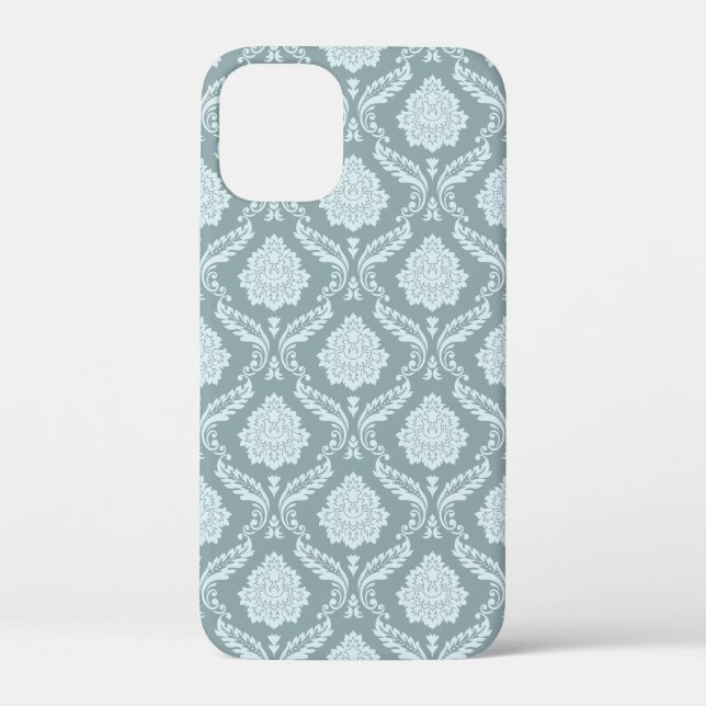 Rococo Damask Rpt Pattern Duck Egg Blue+Teal Case-Mate iPhone Case (Back)