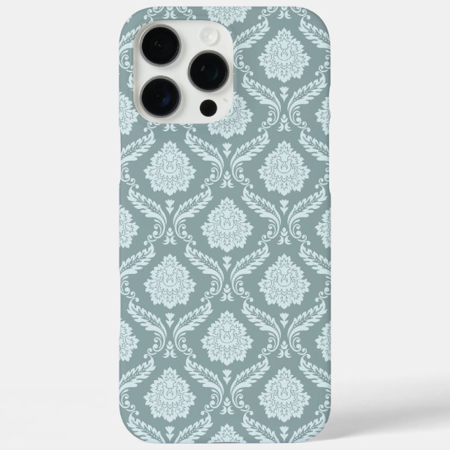 Rococo Damask Rpt Pattern Duck Egg Blue+Teal Case-Mate iPhone Case (Back)
