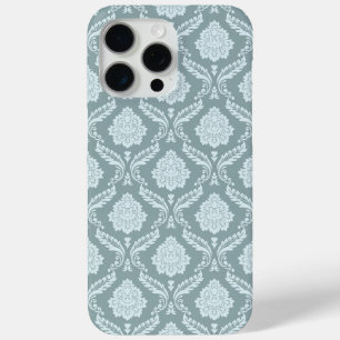 Rococo Damask Rpt Pattern Duck Egg Blue+Teal iPhone 15 Pro Max Case