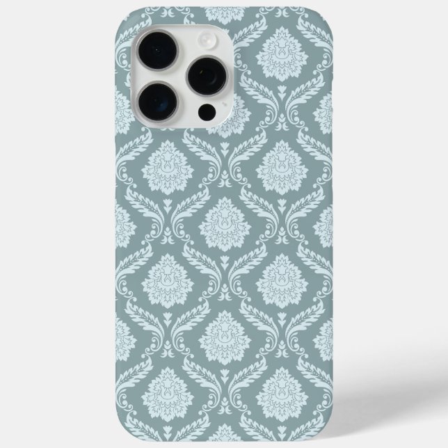 Rococo Damask Rpt Pattern Duck Egg Blue+Teal Case-Mate iPhone Case (Back)