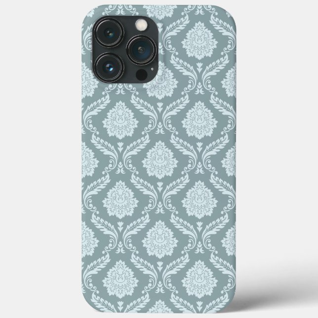 Rococo Damask Rpt Pattern Duck Egg Blue+Teal Case-Mate iPhone Case (Back)