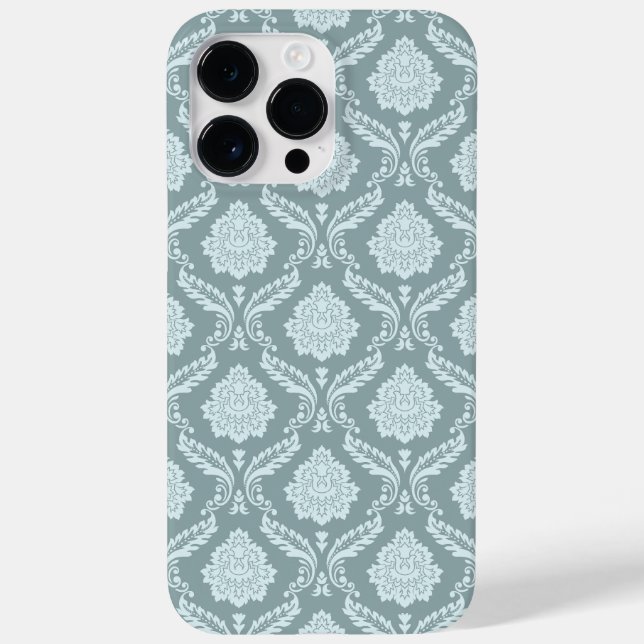 Rococo Damask Rpt Pattern Duck Egg Blue+Teal Case-Mate iPhone Case (Back)