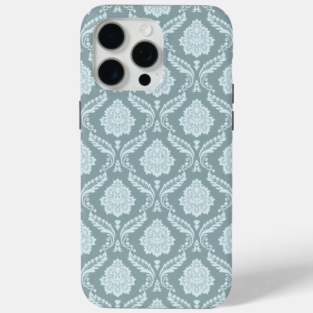 Rococo Damask Rpt Pattern Duck Egg Blue+Teal Case-Mate iPhone Case (Back)