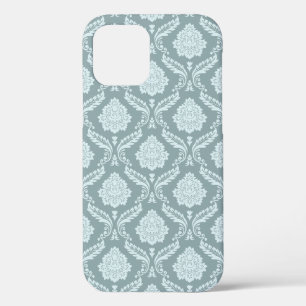 Rococo Damask Rpt Pattern Duck Egg Blue+Teal iPhone 12 Pro Case