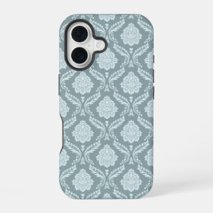 Rococo Damask Rpt Pattern Duck Egg Blue+Teal iPhone 16 Case