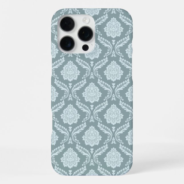 Rococo Damask Rpt Pattern Duck Egg Blue+Teal iPhone Case (Back)