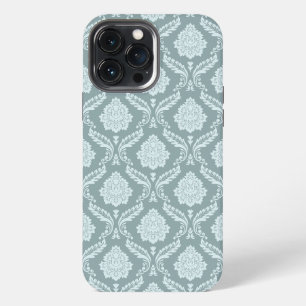 Rococo Damask Rpt Pattern Duck Egg Blue+Teal iPhone 13 Pro Max Case