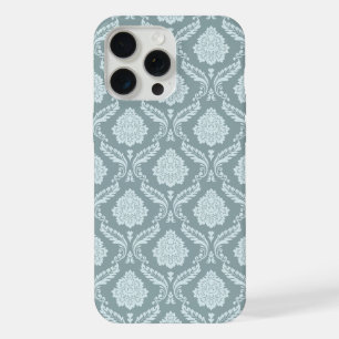 Rococo Damask Rpt Pattern Duck Egg Blue+Teal iPhone 15 Pro Max Case