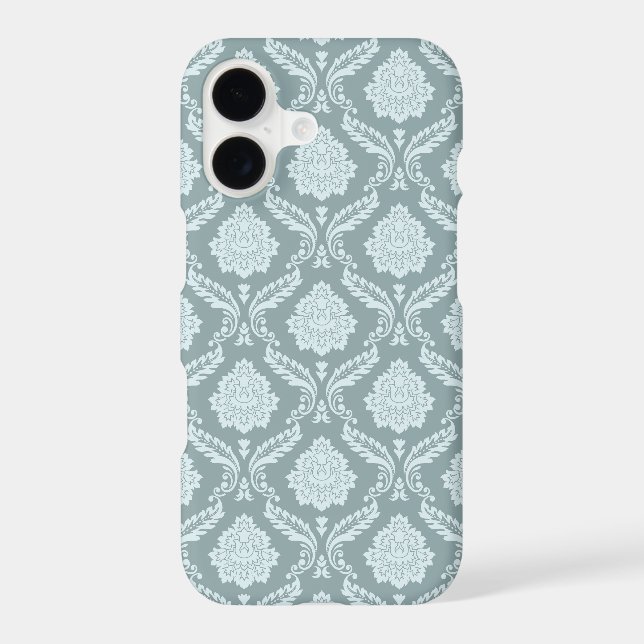 Rococo Damask Rpt Pattern Duck Egg Blue+Teal iPhone Case (Back)