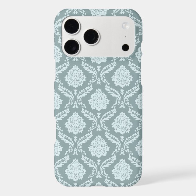 Rococo Damask Rpt Pattern Duck Egg Blue+Teal iPhone Case (Back)