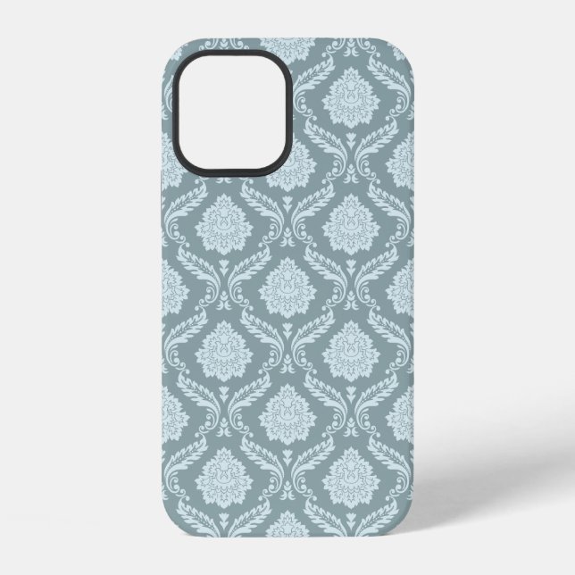 Rococo Damask Rpt Pattern Duck Egg Blue+Teal iPhone Case (Back)
