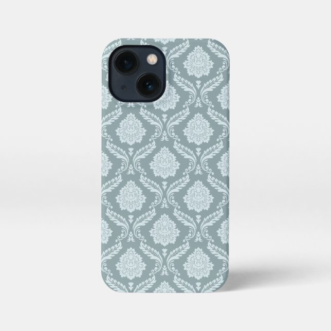 Rococo Damask Rpt Pattern Duck Egg Blue+Teal iPhone Case (Back)