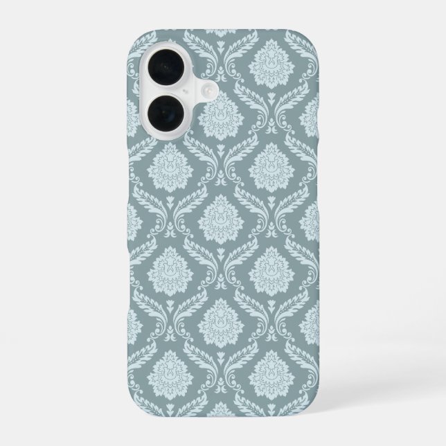 Rococo Damask Rpt Pattern Duck Egg Blue+Teal iPhone Case (Back)