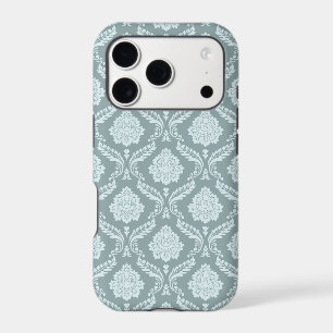 Rococo Damask Rpt Pattern Duck Egg Blue+Teal iPhone 17 Pro Case