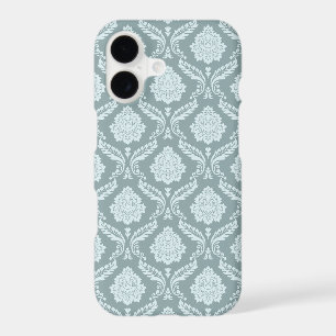 Rococo Damask Rpt Pattern Duck Egg Blue+Teal iPhone 17 Case